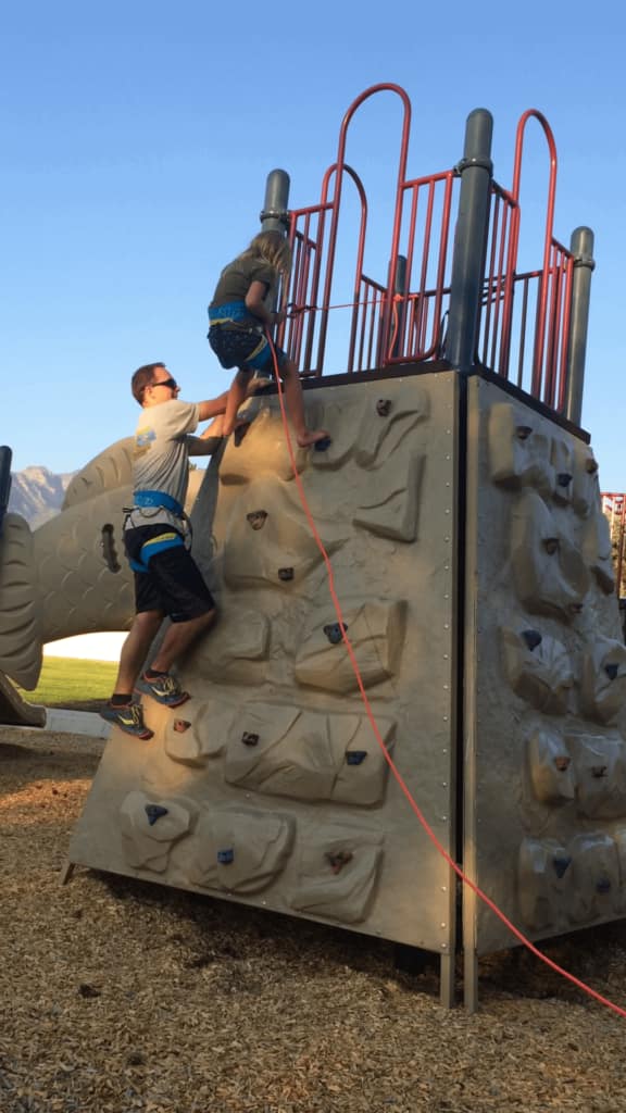 climbing with kids at the local park