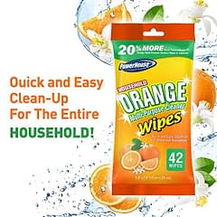 Power House Orange Citrus Multi Purpose Cleaner Wipes Kitchen Countertops Hands Indoors Outdoors Removes Grease Grime Crayon Dirt More 42ct 16 Packs 672 Total Wipes 0