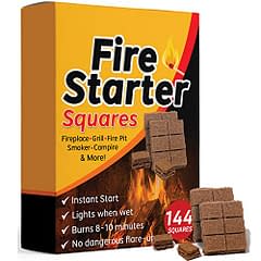 Bangerz Sunz Fire Starter Squares 144 Larger and Safer Fire Starters for Fireplace Wood Stove Grill Camp Fire Pit Charcoal Starters 50B USA Made 0