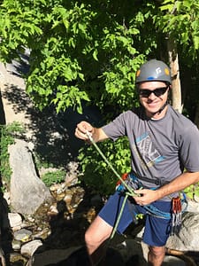 tying in to rock climbing harness